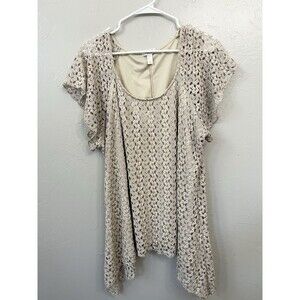 Dressbarn Cream Crochet Lace Lined Blouse Women’s Plus Size 2X USA Shirt Top